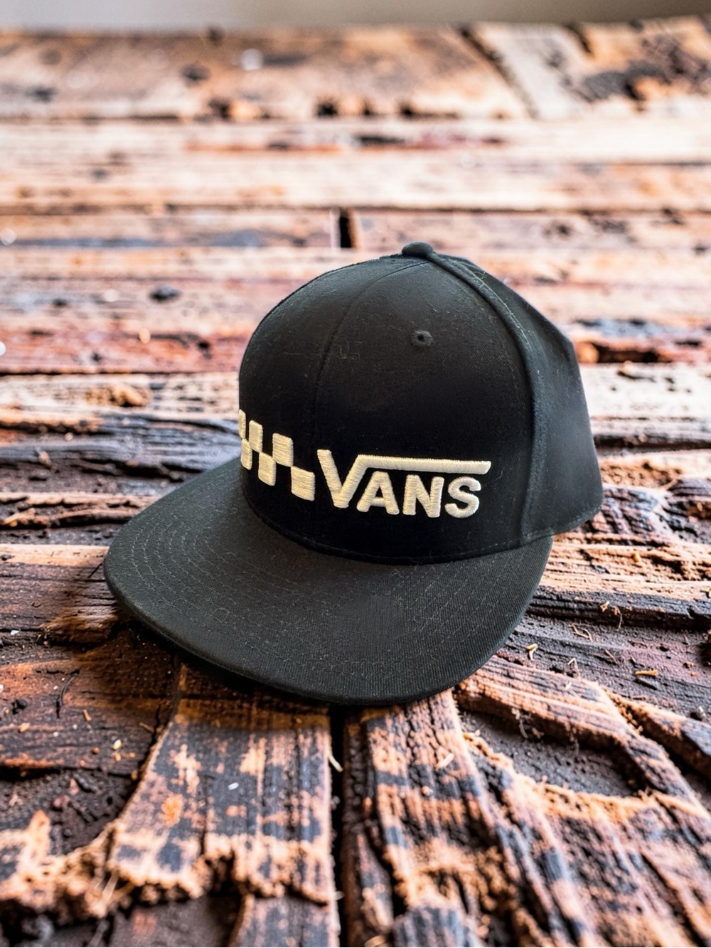 Vans Black Hat with White Checker Logo